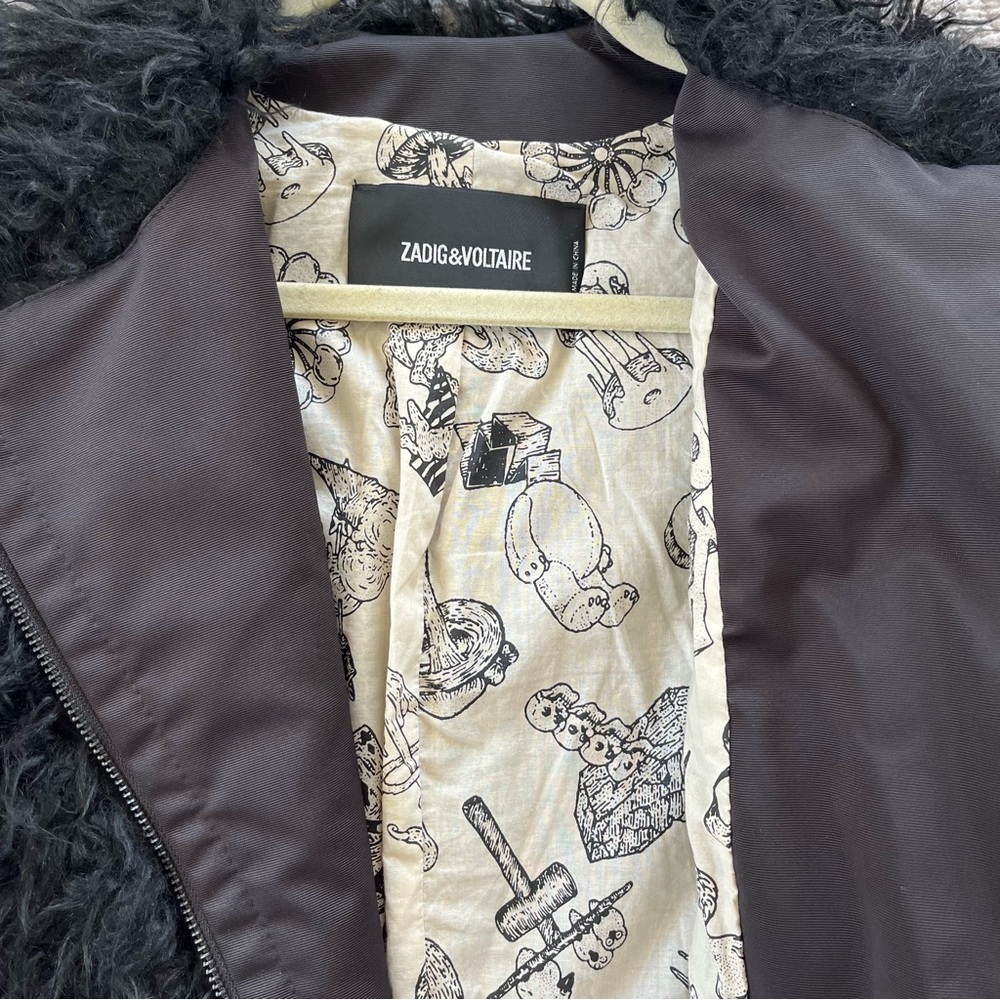 Zadig & Voltaire black Vianna Faux Fur zip jacket coat. Size Small. - Picture 3 of 15